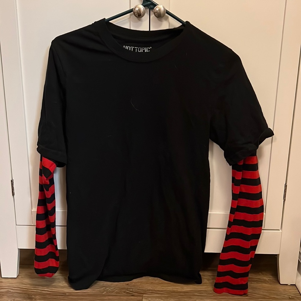 Long sleeve layered striped shirt